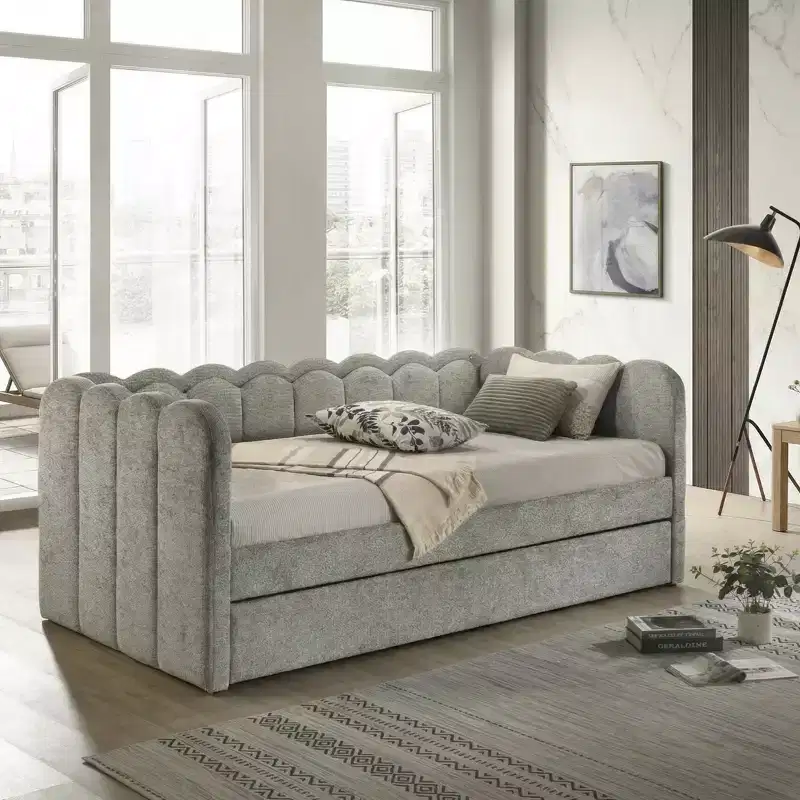 Charlotte Modern Wood Upholstered LED Daybed with Trundle