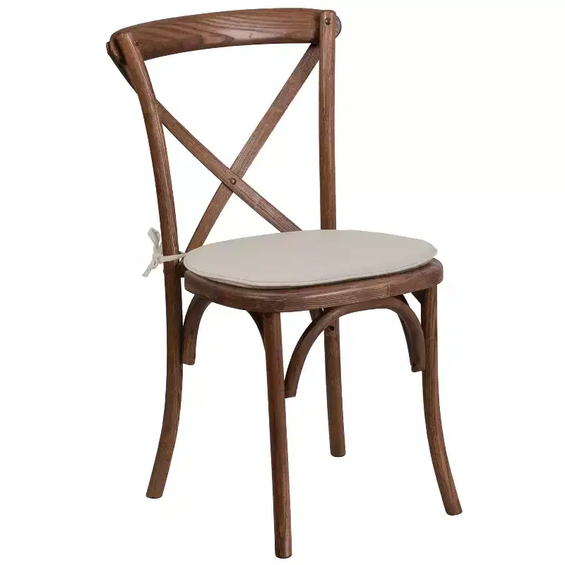 Flash Furniture HERCULES Series Stackable Wood Cross Back Chair with Cushion