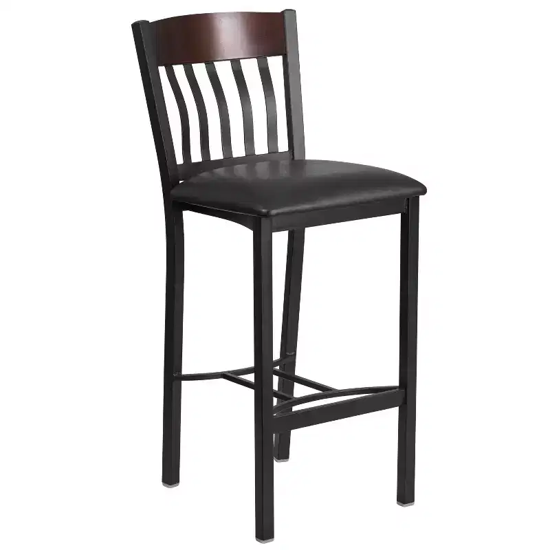 Emma and Oliver Vertical Back Metal/Wood Restaurant Dining Barstool