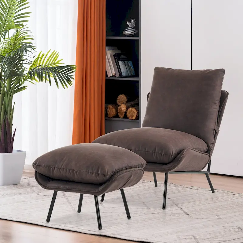 MCombo Accent Chair with Ottoman, Leathaire Fabric LW951