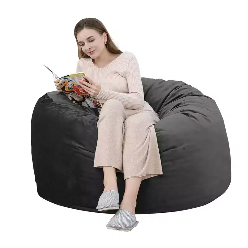 4-Foot Memory Foam Bean Bag Chair  Washable Velvet Cover for Adults in Living Room
