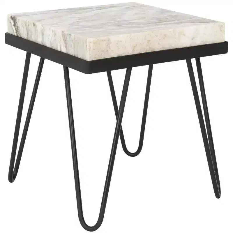Stone Top Accent Table Multi Grey/Black