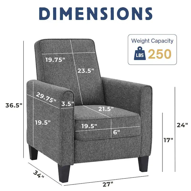 Traditional Fabric Welted Padded Recliner Chair