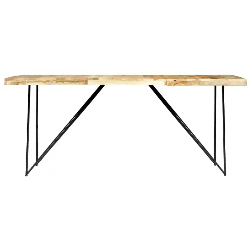 Industrial Dining Table - Solid Wood & Steel