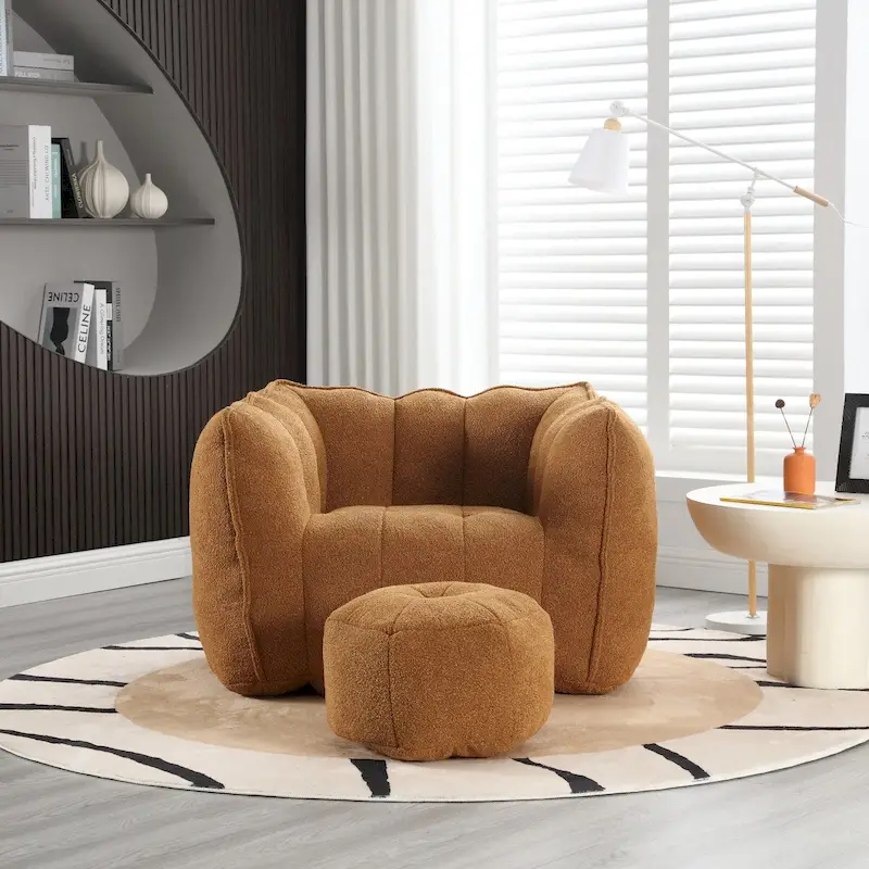 Roomfitters Soft Bean Bag Chair with High Resilient Foam Chips for Living Room
