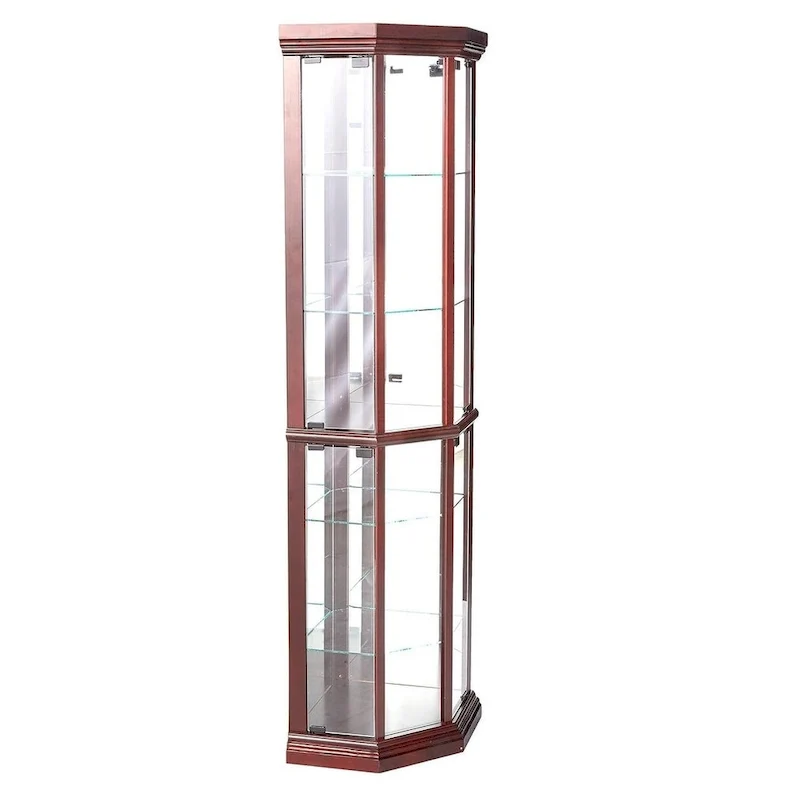 Dark Brown Glass Display Cabinet Stand for 1 Person, 16
