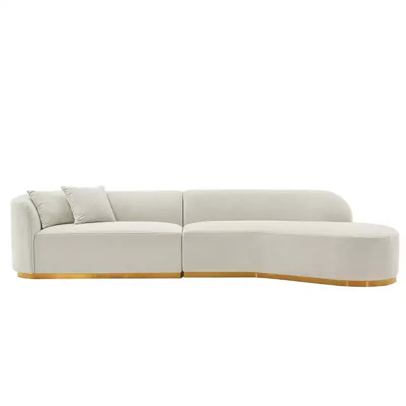 131.89" Daria Linen Upholstered Sofa Sectional with Pillows - Manhattan