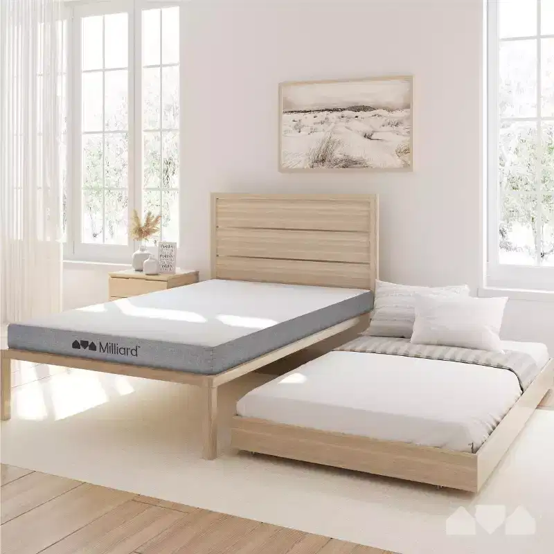 5 Inch Twin Memory Foam Trundle Mattress, Pack of 2 - Firm Support, Washable Cover