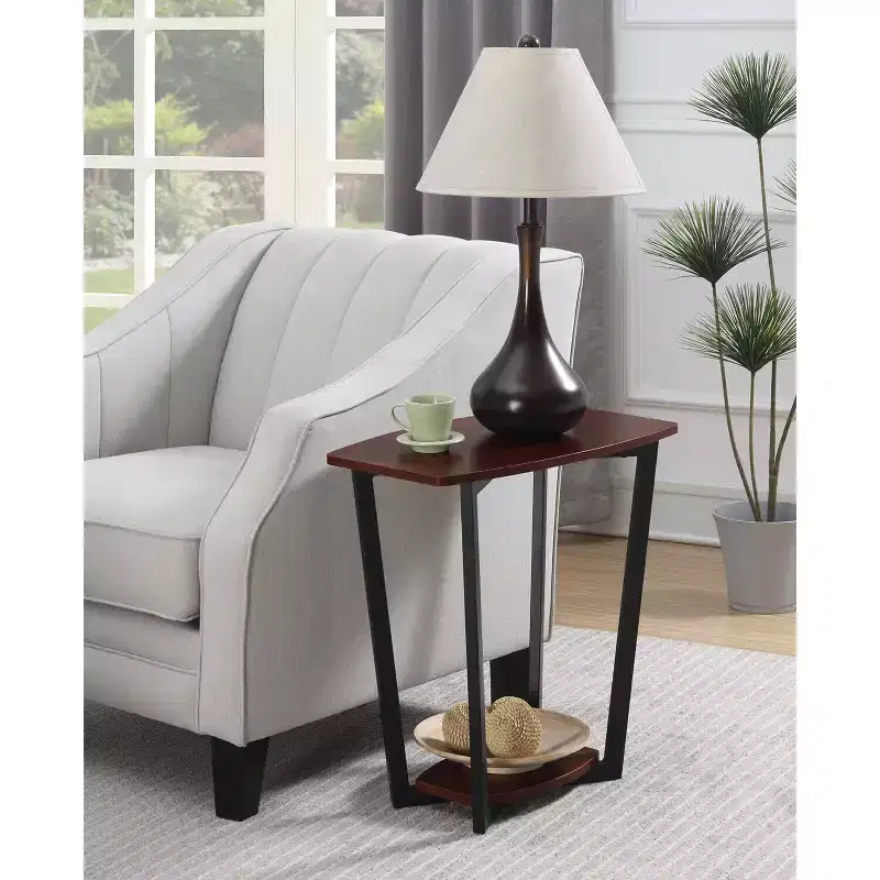 HomeStock Belmont Minimalist End Table with Tempered Glass Sides, Sleek Top Surface and Open Lower Shelf for Magazines or Books