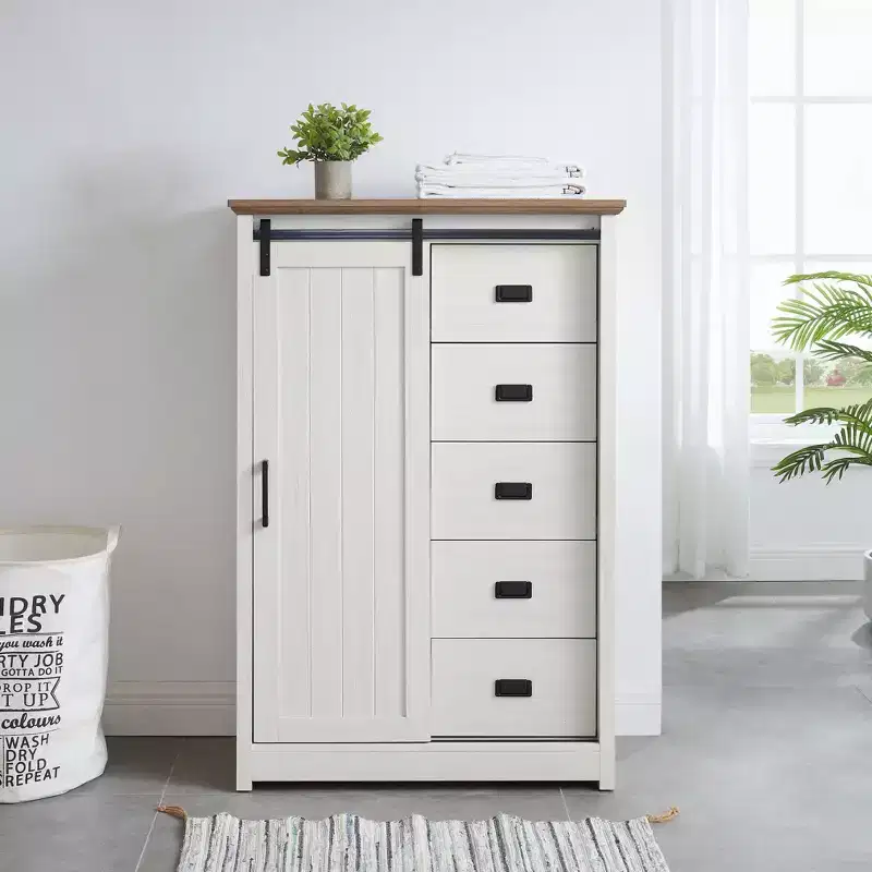 AndMakers 47.64 in. H Accent Cabinet with 5 Drawers and 4 Shelves