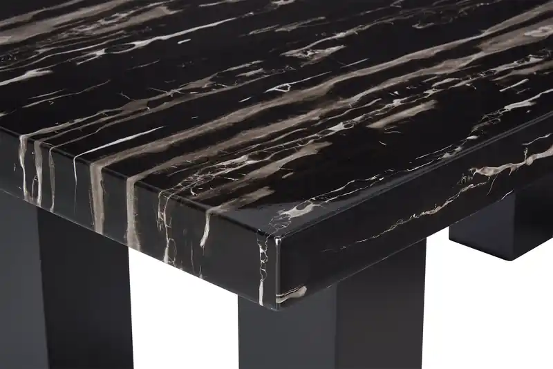 Dining Table with Epoxy Resin Marble-Look Top, 72W
