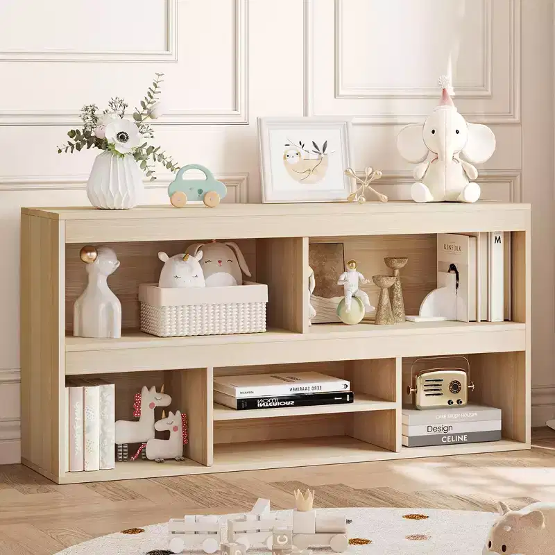 Toy Storage Organizer for Kids Room with Drawer, Wooden 6-Cube Bookcase & Toy Shelf, Cube Storage Organizer for Playhouse, Classroom & Nursery