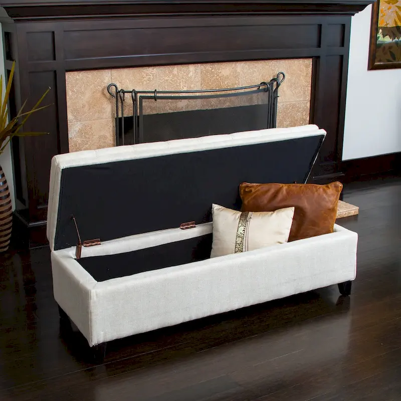 Brighton Tufted Linen Storage Bench