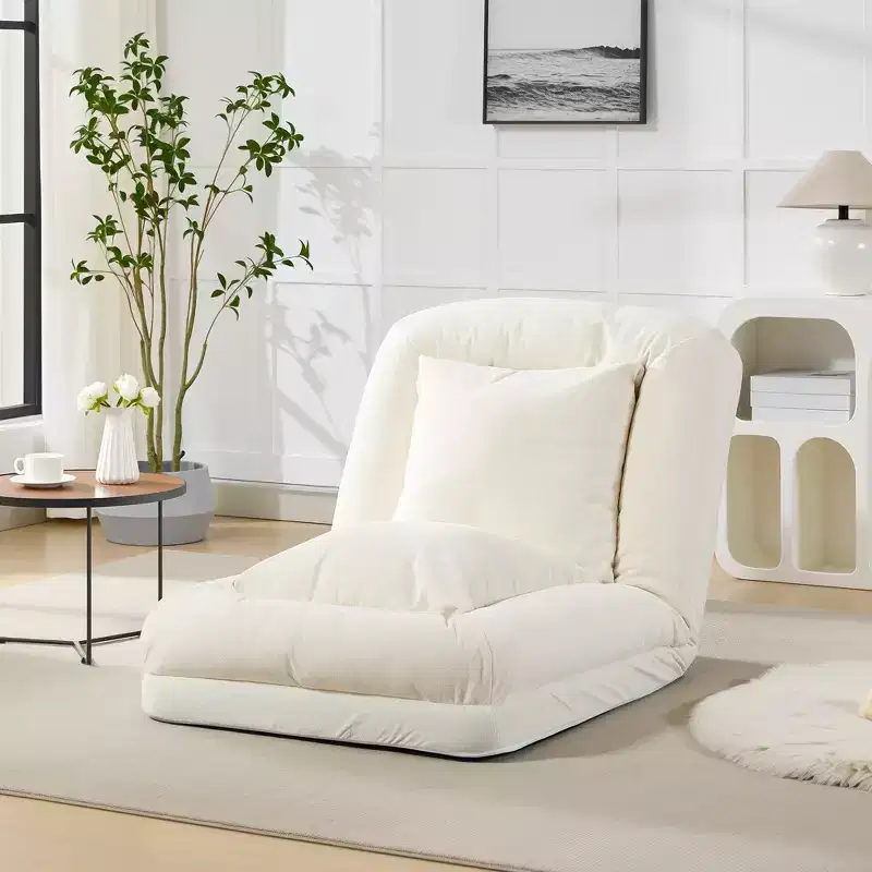 5-position adjustable beanbag sofa bed, soft cushions, suitable for adults and pets, with fluffy pillows, foldable, suitable for bedroom, living room
