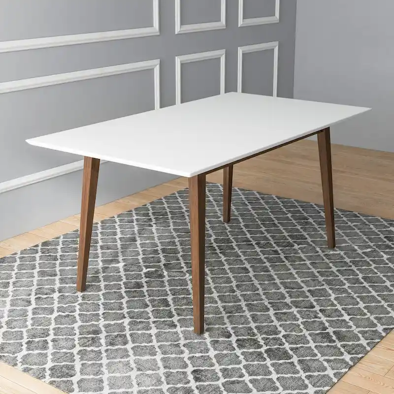 Alda Mid-Century Modern Rectangular Solid Wood Dining Table