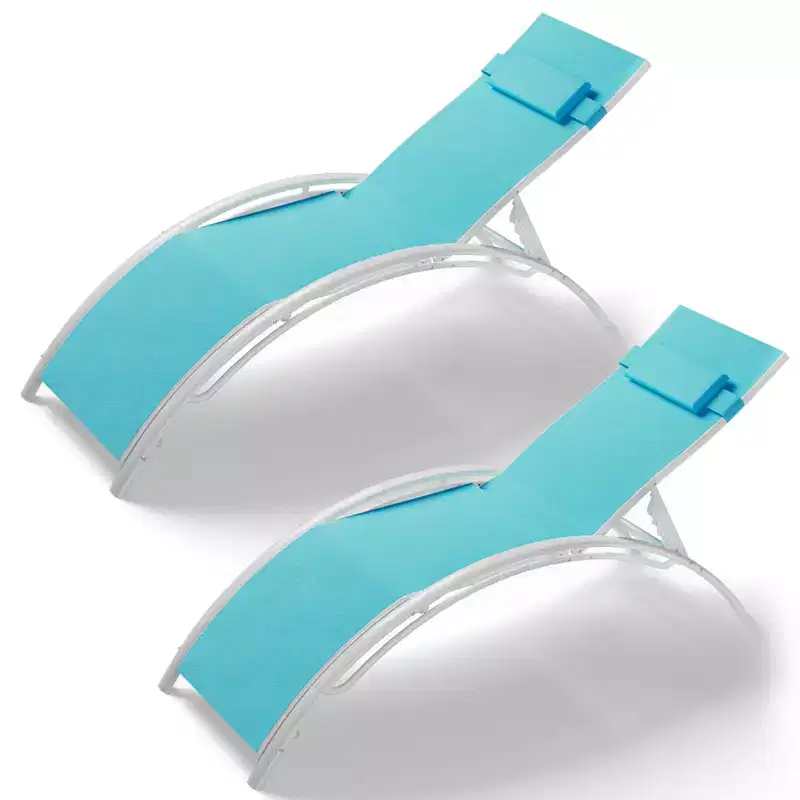 Aluminum Alloy Sun Lounger Set - 2-Piece Adjustable Outdoor Lounge Chairs for Patio, Beach, and Pool - Lightweight, Durable, All-Weather Design