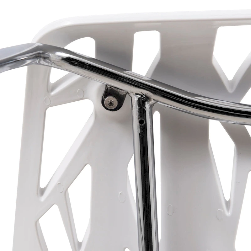 Asbury Stackable Dining Chair with Chrome Legs (Set of 2) Modern Cut-Out Design Backrest Side Chair