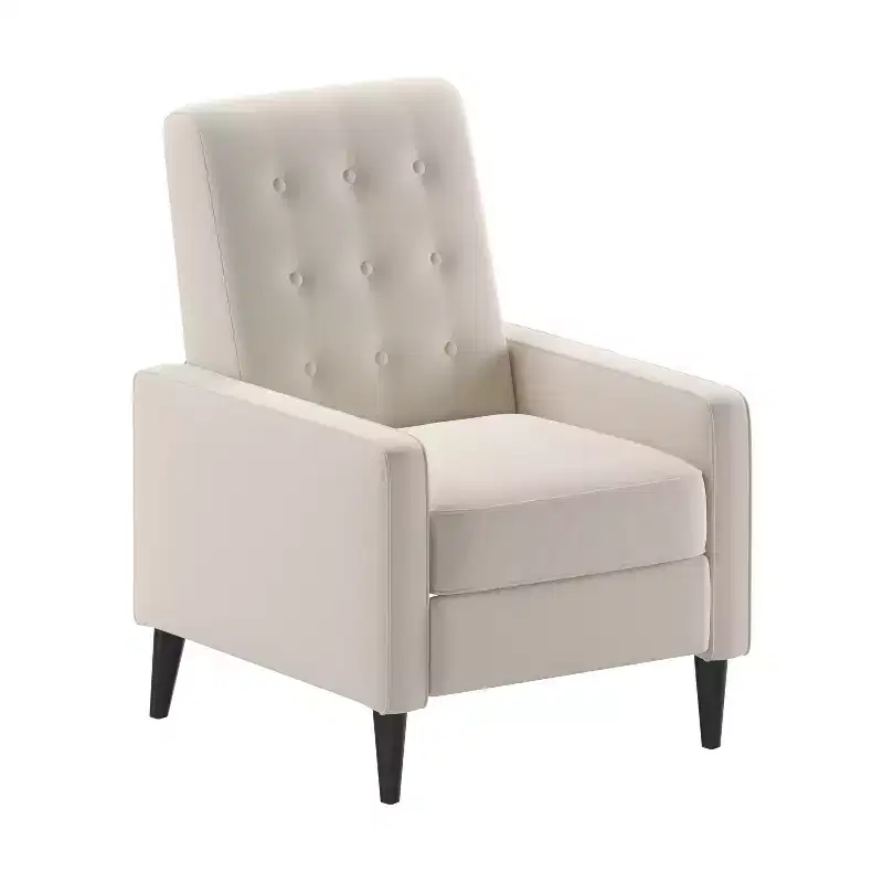 Merrick Lane Darcy Recliner Chair Mid-Century Modern Tufted Upholstery Ergonomic Push Back Living Room Recliner