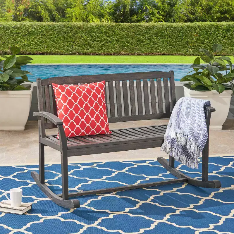 Regatta Acacia Patio Rocking Loveseat: Weather-Resistant, 2-Seater - Christopher Knight Home