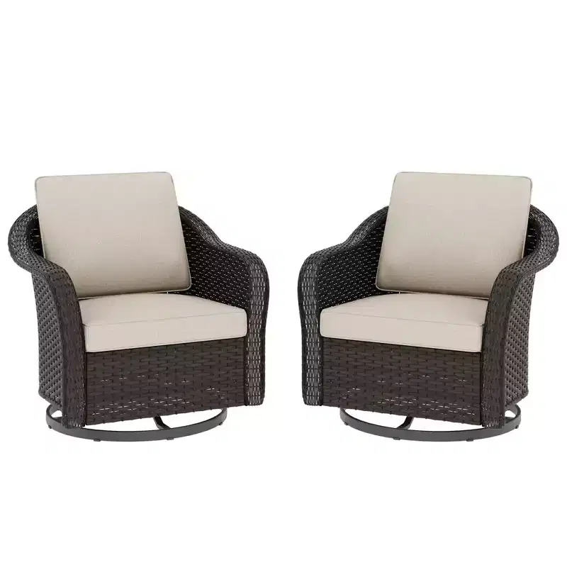 UPTIOT 2-person Outdoor Patio Rattan Swivel Rocking Chair