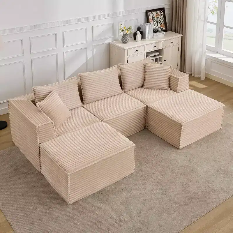 Modular Living Room Sofa, Cloud-Shaped Modular Sofa, Modern Minimalist Design, With Footstool, No Assembly Required, Suitable for Living Room