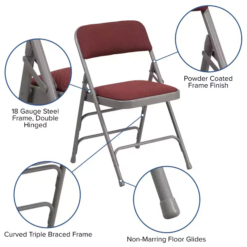 2-Pack Home & Office Party Events Fabric Padded Metal Folding Chair
