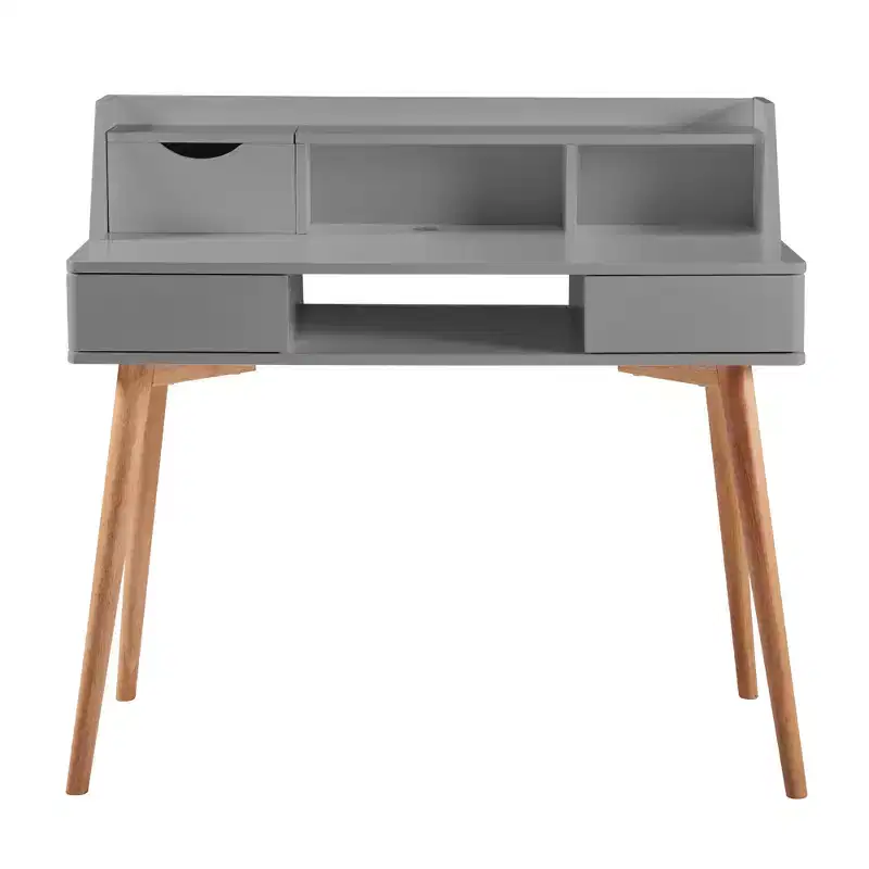 Teamson Home Creativo 40 Wooden Writing Desk, Gray/Natural