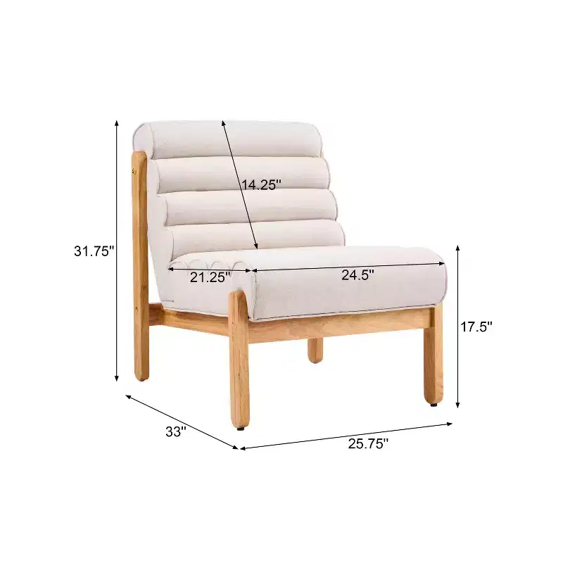 FurnitureR Accent Chair with Solid Wood Frame, Thick Cushioned Seat & Ergonomic Back, Modern Lounge Chair for Living Room Bedroom Reading Nook