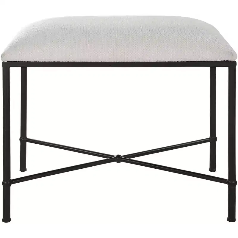 Uttermost Avenham 24 Wide White Fabric Small Bench