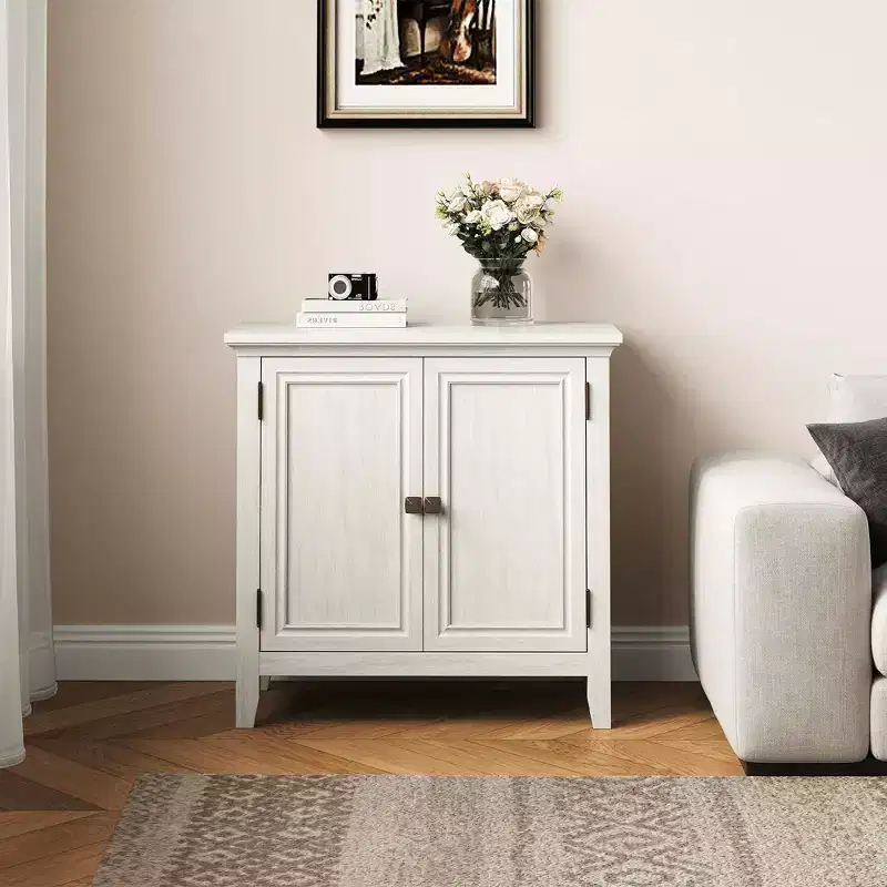 Kitchen Sideboard Cabinet with Doors, Adjustable Shelves, White
