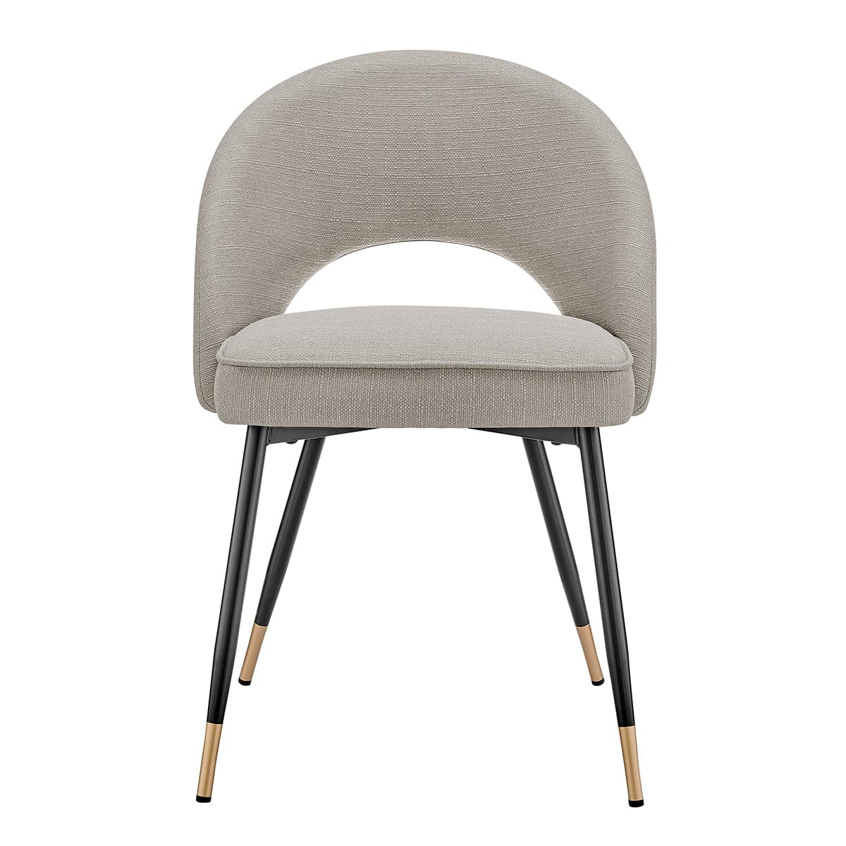 Modern Stone Grey Linen Dining Chair with Curved Back for Dining Room