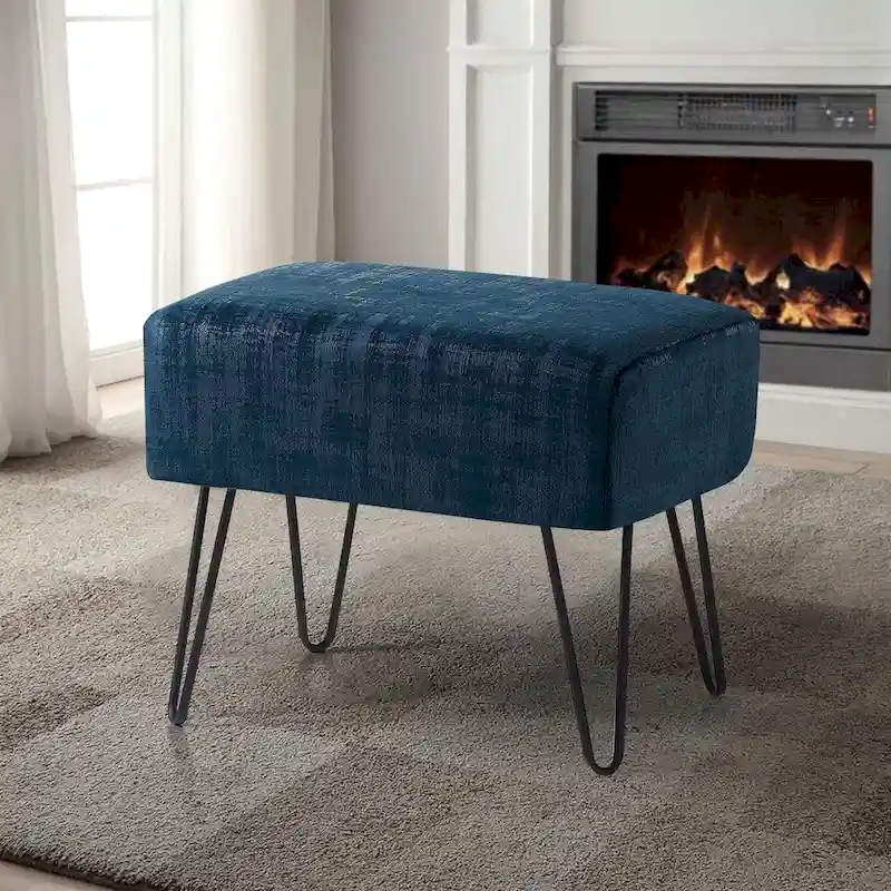 Textured Velvet Ottoman