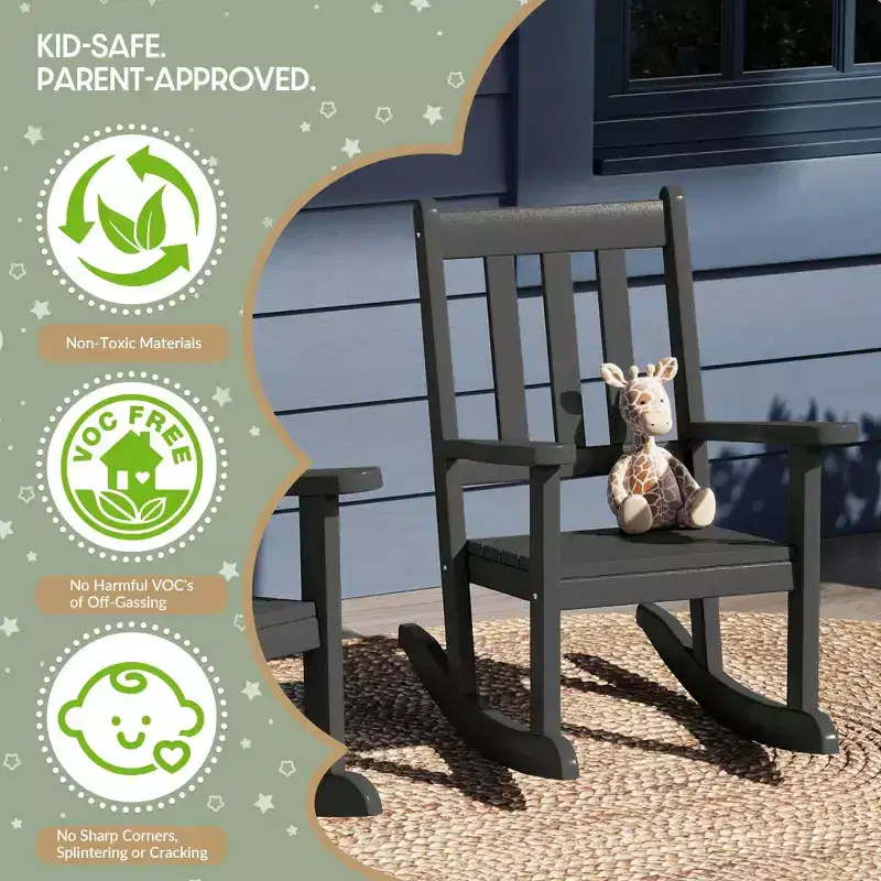 WestinTrends Malibu Outdoor HDPE Plastic Preschool Toddler Rocking Chairs (Set of 2)
