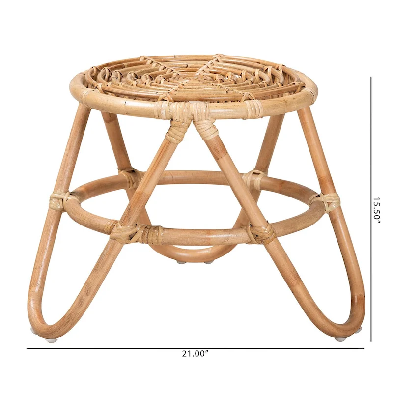 bali & pari Jacinda Modern Bohemian Natural Brown Rattan End Table