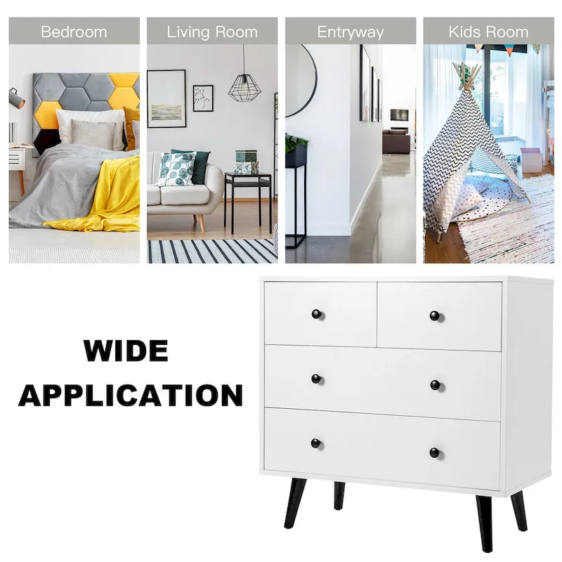Gymax 4-drawer Storage Dresser Chest of Drawers Storage Cabinet