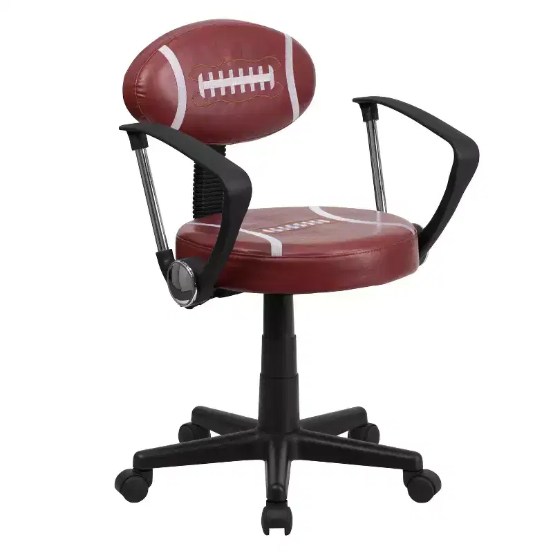 Sports-Themed Swivel Task Office Chair with Arms, Basketball Design