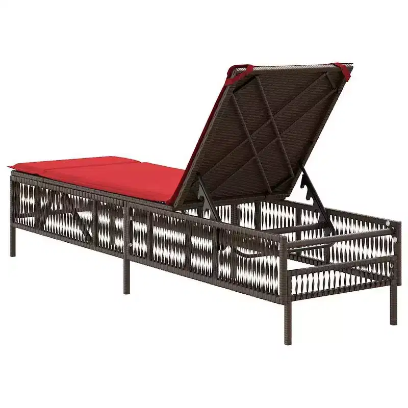 vidaXL Patio Sun Lounger PE rattan Large Multi-Position Backrest