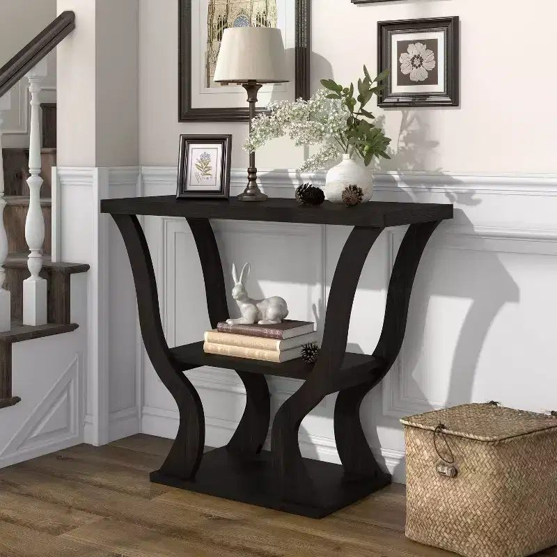 24/7 Shop At Home 39" Niccila Transitional Storage Console Table Espresso