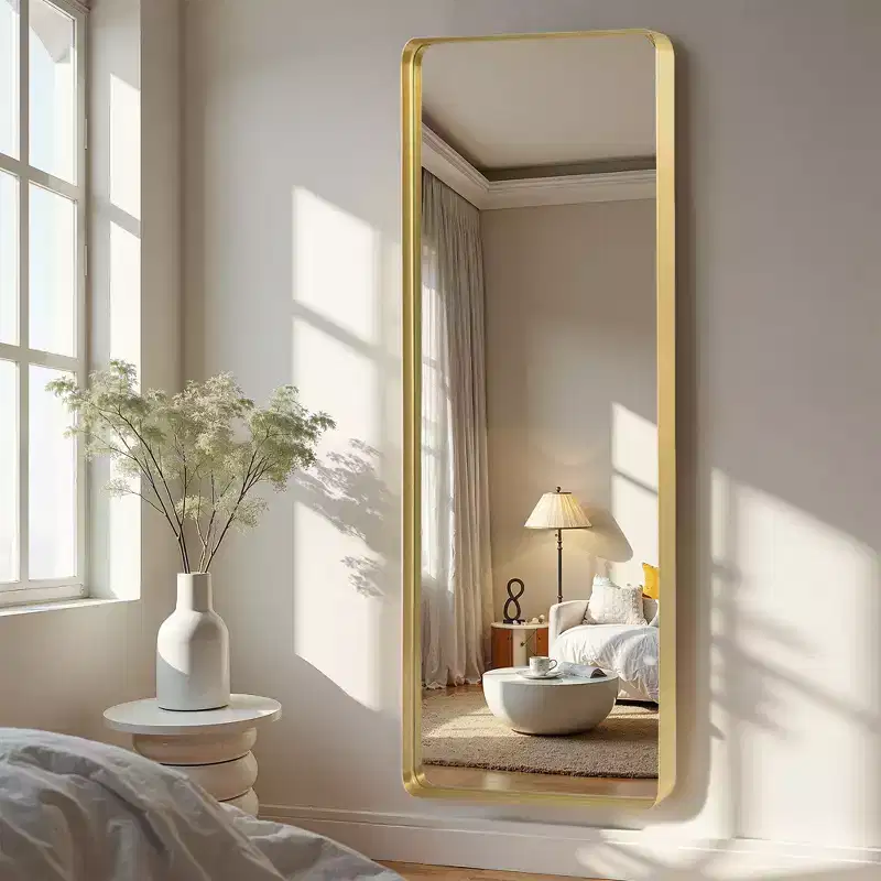 PexFix 28 in. W x 71 in. H Deep Frame Wall Decorative Mirror in Gold