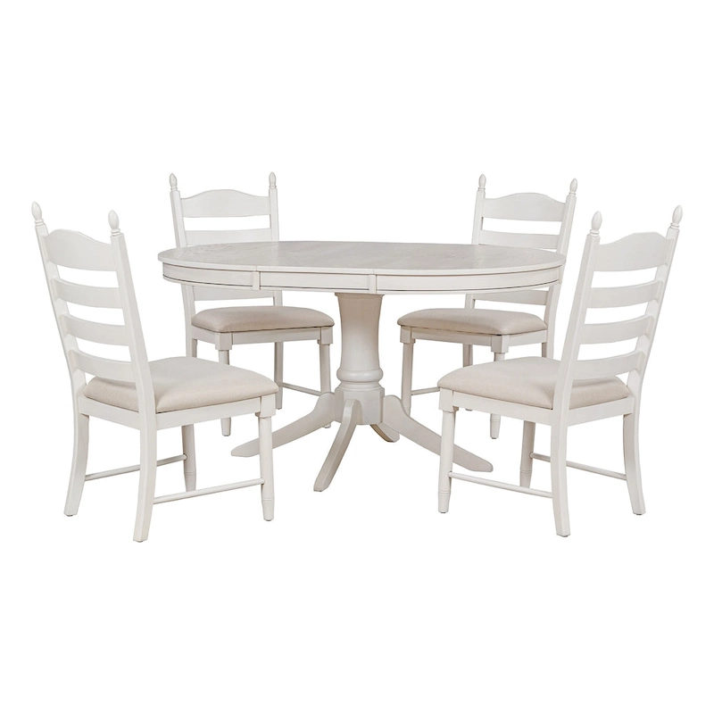 5-Piece Dining Table Set Round Extendable Dining Table and 4 Chairs
