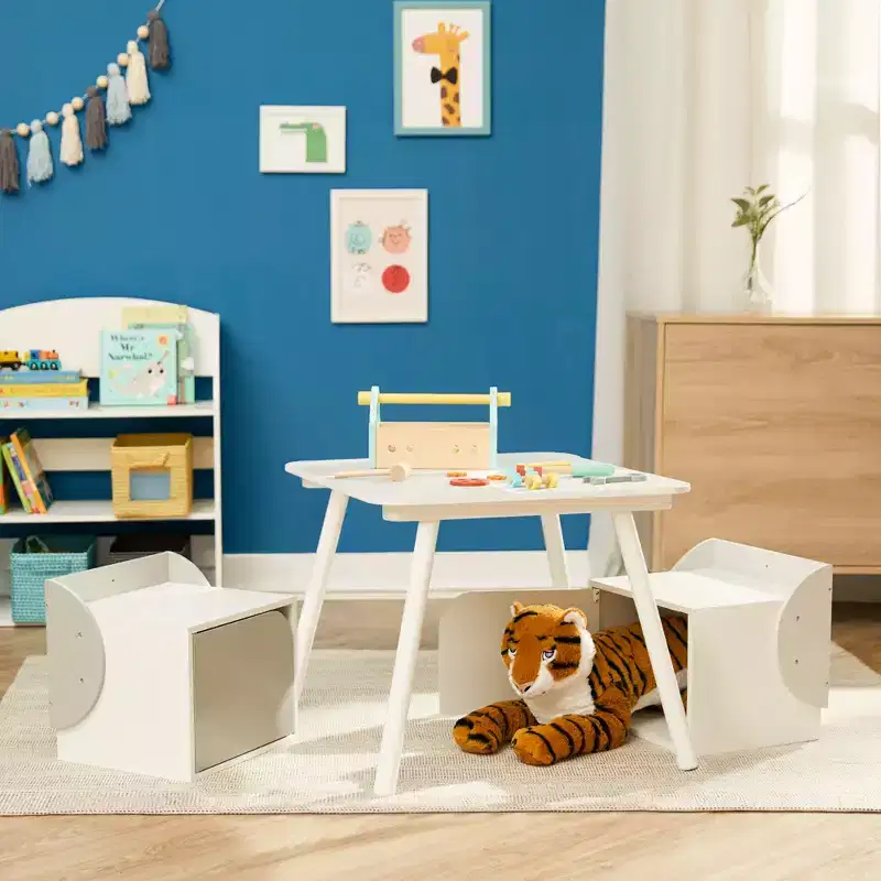 Biscay Bricks Table & Chairs Kids Furniture - Grey