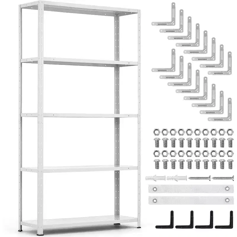 5-Tier Heavy Duty Steel Shelving Unit, 500 lb Capacity, Adjustable Height