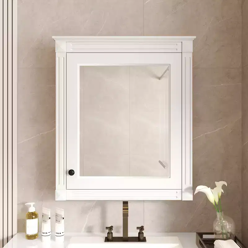 Bathroom Storage Wall Cabinet with Mirror, Medicine Cabinet with Height Adjustable Shelf, White