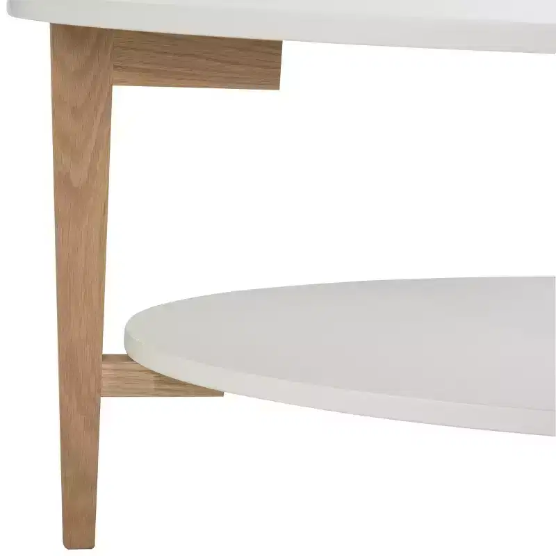 Woodruff Oval Coffee Table - White/Oak