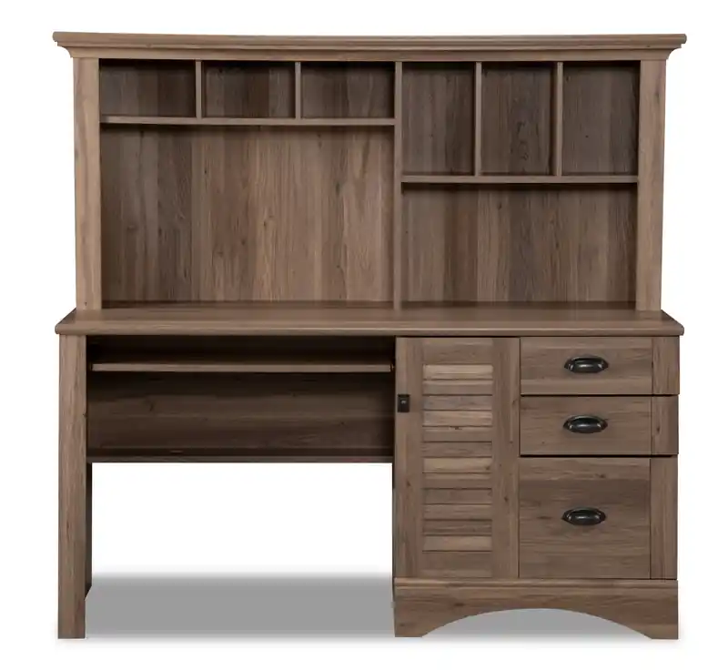 62.25 Office Desk with Hutch Salt Oak