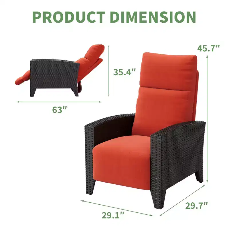 Outdoor Reclining Chair with Flip-Up Side Table,Patio Chair with Independent Backrest & Footrest Adjustments