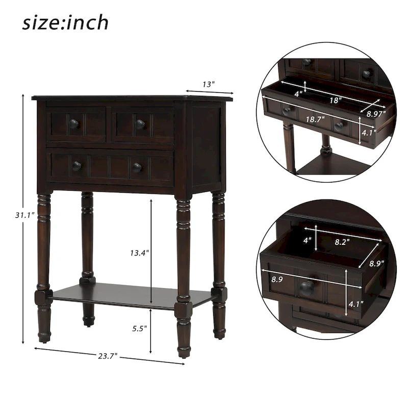Copper Grove Colby 3-drawer Console Table with Bottom Shelf