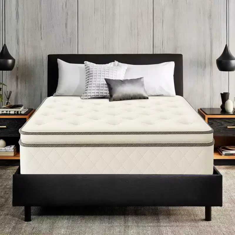 Continental Sleep, 9-Inch Medium Firm Pillow Top Single Sided Hybrid Mattress, Compatible with Adjustable Bed