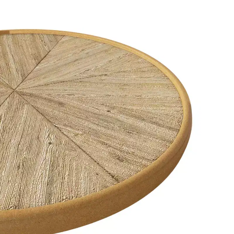 VIYET 23 Retro Round Wooden End Table - French Country Metal Pedestal, Natural Wood