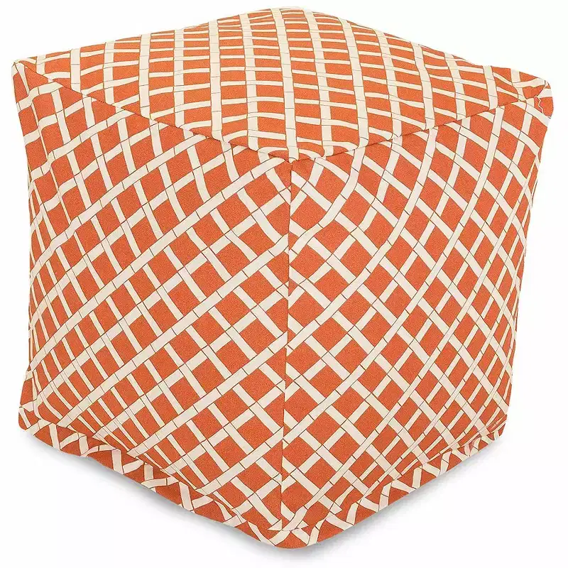 Majestic Home Goods,Cube Pouf Bamboo Burnt